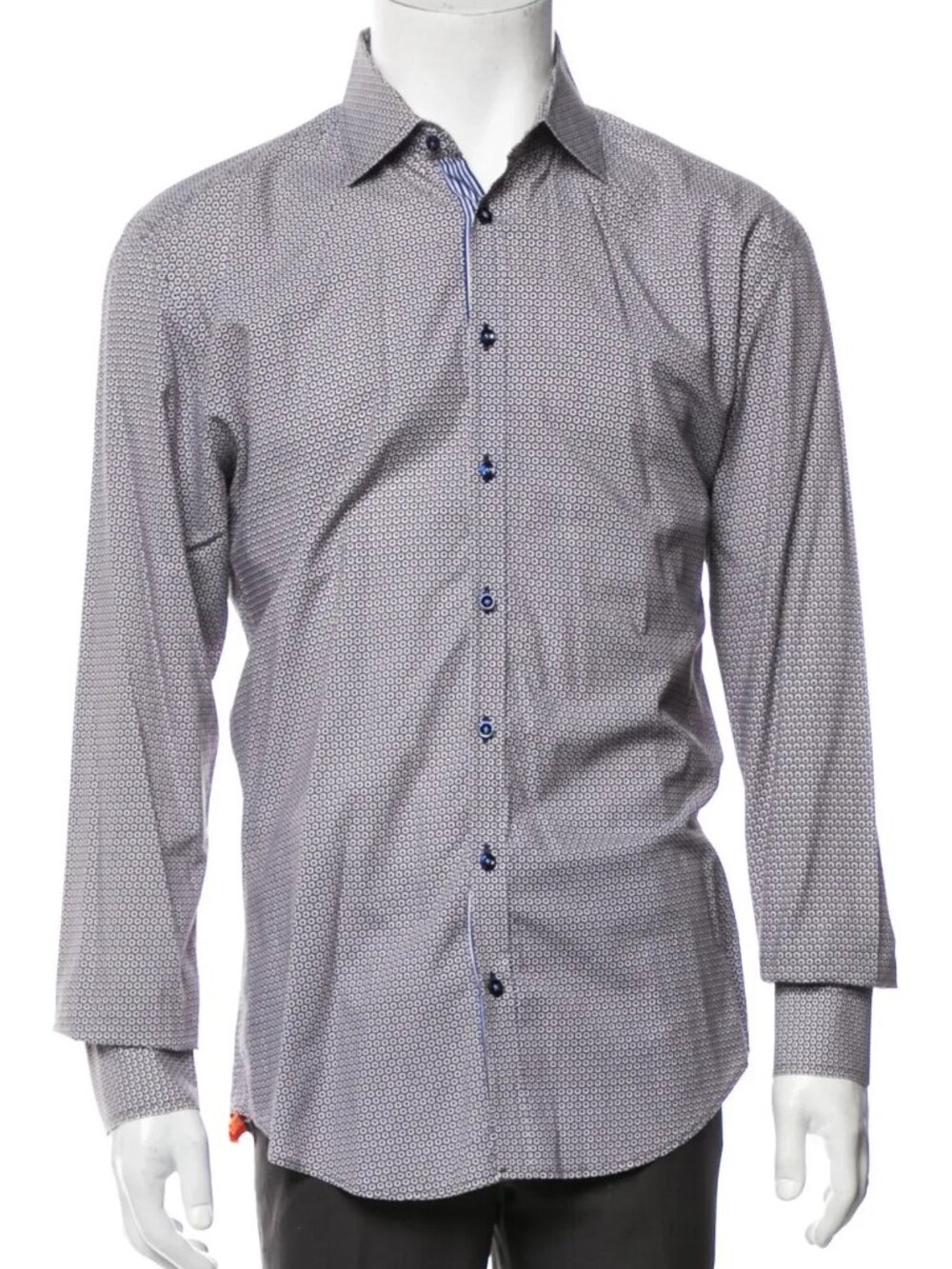SAND Brown With Blue & White Dot Print Long Sleeve Button Up Shirt/3246